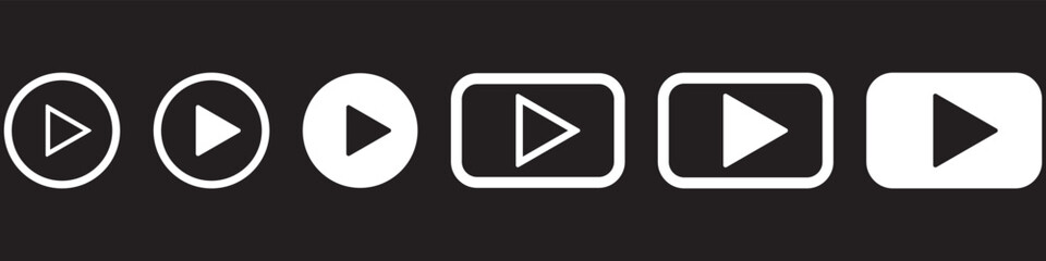 Poster - play icon. Play button icon set. YouTube icon. Start Buttons Illustration. Modern video and audio player. Vector illustration isolated.