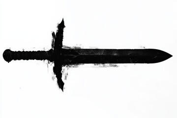 a black sword is shown on a white background, generative ai image