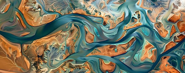 Poster - Abstract landscape featuring vibrant colors and fluid shapes, creating a mesmerizing visual experience of nature's beauty.