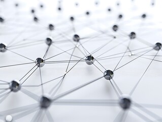 Poster - Abstract network structure with interconnected nodes and lines, representing technology, communication, and data flow.