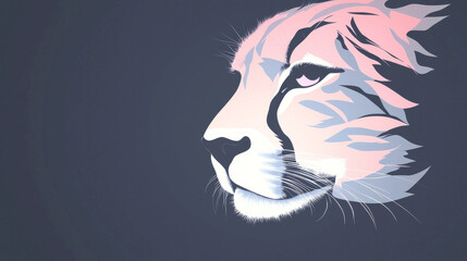 Sticker - Close-up of a cheetah's face, the pink and blue colors creating a unique aesthetic.