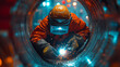 © Alex Alex - A welder who welds inside a pipe during pipeline construction. Heavy industry.