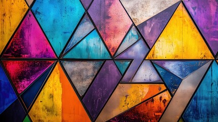 Poster - Colorful abstract painting with many different shapes and colors