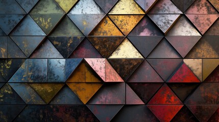 Poster - Colorful abstract pattern made of triangles and squares