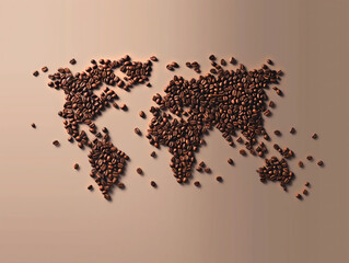 world map made of coffee beans