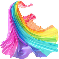 Poster - 3d rendering of a rainbow colored fabric flowing and forming abstract shapes