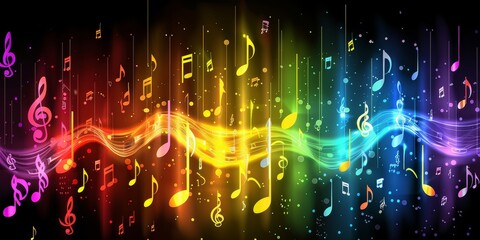 Poster - Abstract colorful representation of musical notes on a canvas, capturing the energy, creativity, and vibrant expression of music through a dynamic art design.