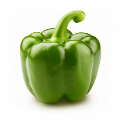 close-up green bell pepper isolated with white background