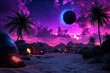 © Thanyarat - Fantasy desert marketplace, where futuristic technology and ancient artifacts are traded under a glowing sky