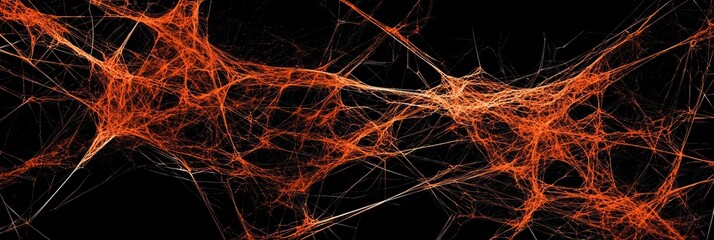 Aufkleber - Radiant orange particles weave together intricate geometric shapes, illuminated by glowing lines, creating a mesmerizing abstract composition on a dark canvas.