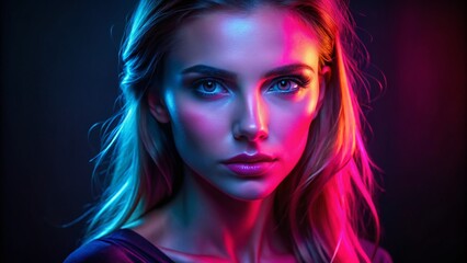 Poster - Vibrant Pink Neon Colors Illuminating a Dark Background for Modern Artistic and Design Concepts