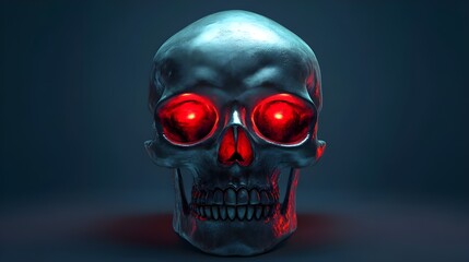 Wall Mural - Eye-catching cartoon skull with bright red eyes demands attention image