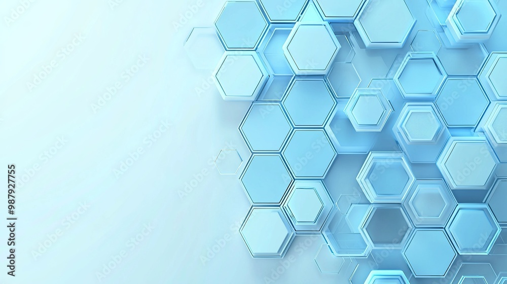 Abstract light blue background with hexagon shapes for a medical ...