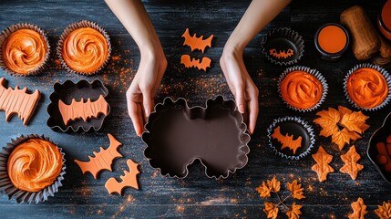  Baking Halloween treats with bat-shaped cutters, orange frosting, and festive decorations is a creative way to celebrate spooky season.