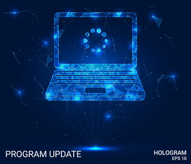 Wall Mural - Hologram program update. Program update made of polygons, triangles, dots, and lines. Low-poly program update structure of connections. Technology concept vector.