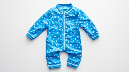 Canvas Print - A blue children's pajama set is isolated on a clean white background