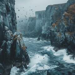 Poster - Cliffs and Waves