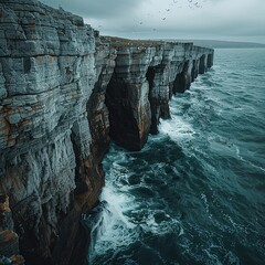 Poster - Dramatic Sea Cliffs with Crashing Waves