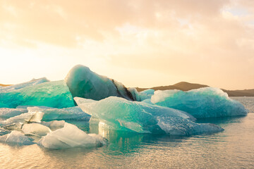 Beautiful landscape of the icebergs in the Glacier Lagoon,  Iceland