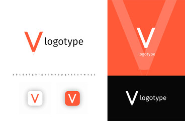 Fototapete - Minimalistic geometric letter V monogram for blueprint project, architectural building, futuristic technology, innovative science. Modern logo concept. Vector illustration