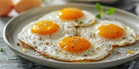 Fried Eggs Serving as a Wholesome Breakfast Rich in Healthy Proteins