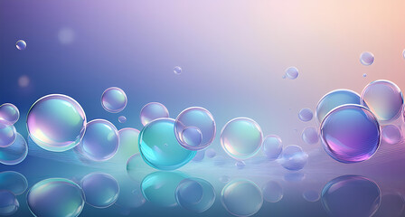 Wall Mural - minimalistic abstract background filled with translucent bubbles hovering over a soft, matte gradient of blue and purple