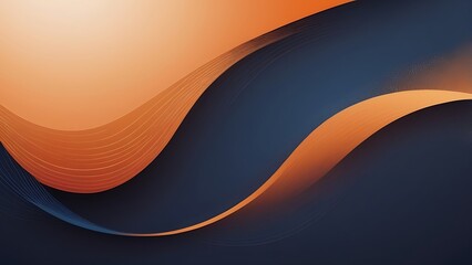 Aufkleber - Abstract digital artwork illustration background featuring a smooth, flowing design with overlapping orange and blue curves and gradients