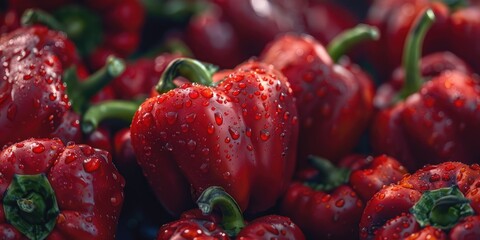 Wall Mural - Close-up view of numerous red chili seeds