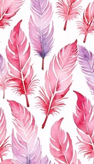 Wall Mural - feather watercolor pink flamingo feather pink watercolor bird illustration nature vintage design art