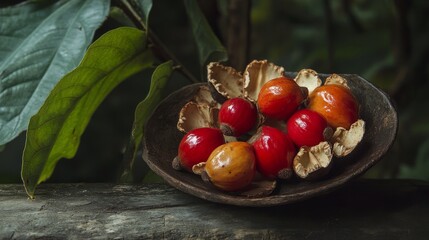 Wall Mural - guarana seeds tree close up photo