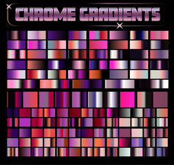 Aufkleber - Set of gradients range from light pastel shades to dark, bold colors, with many featuring a metallic, chrome-like shine. A palette with a mix of red, purple, blue and black colors. 