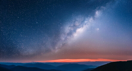 Beautiful starry night sky. Bright stars and Milky Way.