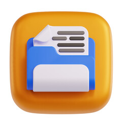 3D Document Files Icon Illustration