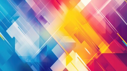 Poster - A colorful, modern abstract banner with a combination of geometric shapes like triangles and rectangles, creating depth and movement in the background