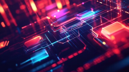 Poster - A futuristic abstract background banner featuring hexagons, straight lines, and bold geometric shapes, creating a sharp, high-tech design