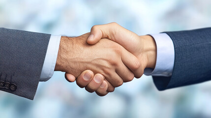 A secret handshake between two businesspeople conveys trust and partnership.