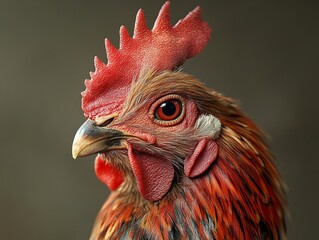 Canvas Print - Close-Up Portrait of a Rooster with Vibrant Feathers