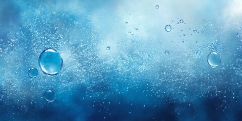 Wall Mural - Sparkling Blue Liquid Splashes with Bubbles on Light Background | Refreshing Water and Clean Beverage Concept | Fresh Water Marketing Visual