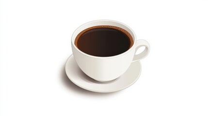 Wall Mural - Simplistic Vector Illustration of Dark Coffee Cup on White Background with Clear Design Elements