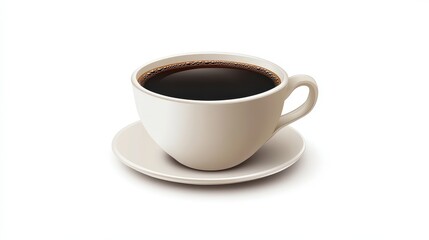 Wall Mural - Minimalist Vector Illustration of Dark Coffee Cup on White Background - Simple and Elegant Coffee Concept Design