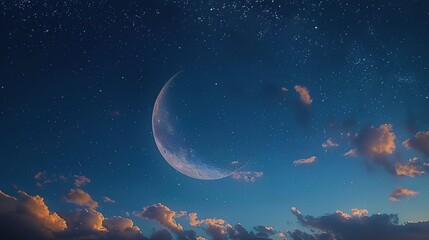 Sticker - Crescent Moon and Starry Sky