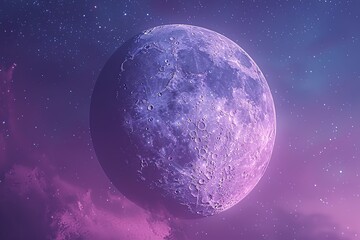 Canvas Print - Purple Moon in the Night Sky