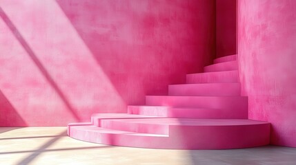 Leinwandbilder - render abstract pink minimal backgroun clean style empty cylinder podium vacant pedestal roun stage showcase stan product display blank boar expo platform copy space premium design
