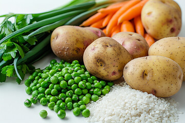 Slow carbs: potatoes, rice, peas – perfect for healthy eating and balanced diets