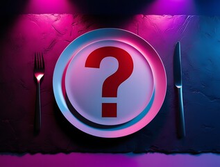 Question mark lying on a plate with knife and fork on the side (22)