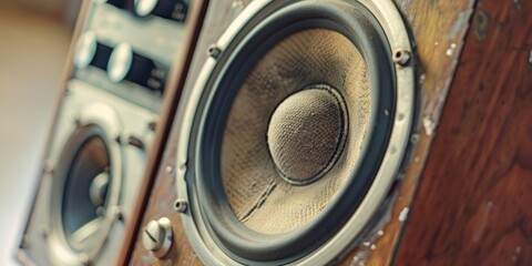 Close-up of a retro speaker featuring a classic full-range driver