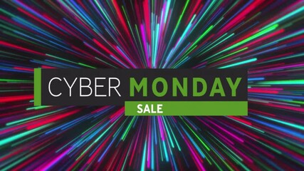 Canvas Print - Animation of cyber monday sale text over vibrant pattern background