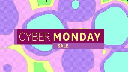 Poster - Animation of cyber monday sale text over vibrant pattern background