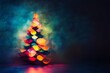 © InfiniteStudio - A vibrant abstract Christmas tree decorated with colorful lights against a dark background, ideal for festive themes and designs