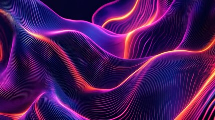 Canvas Print - Abstract Neon Light Waves